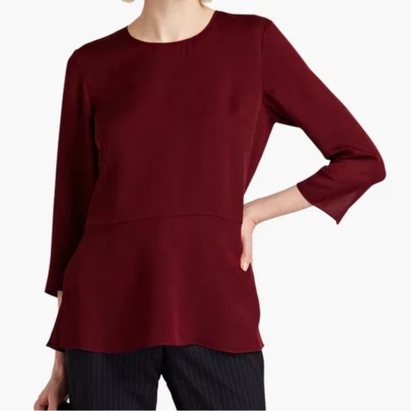 Theory ‘MALYDIE' 100% Silk Georgette Peplum Top / blouse 
Elegant Black Sz M - Picture 10 of 12